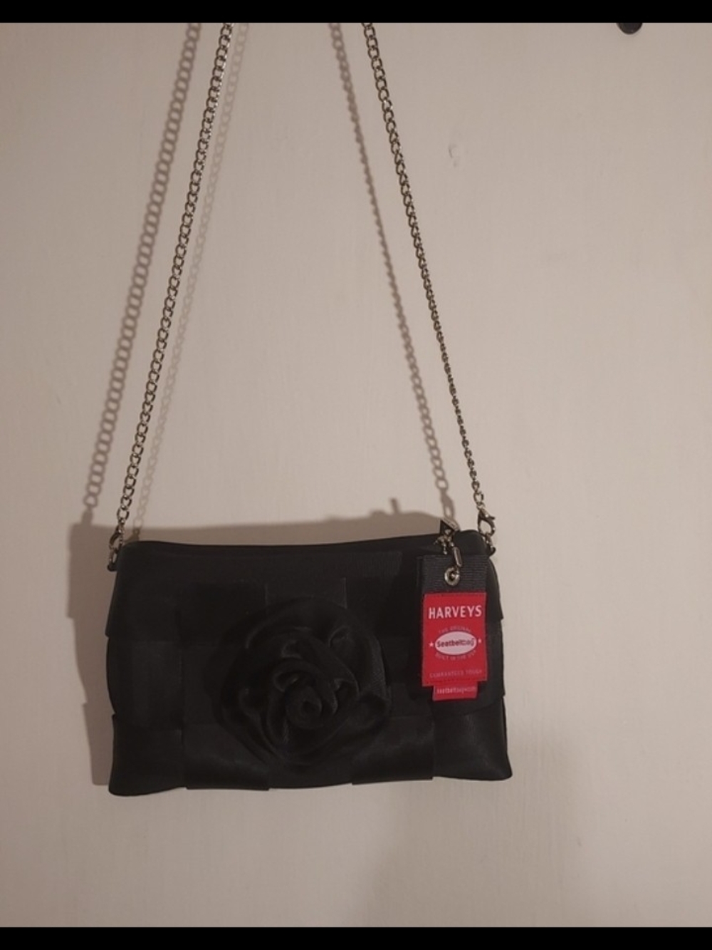 Harveys SEATBELT Black Rose Chain Shoulder Bag - Picture 13 of 13